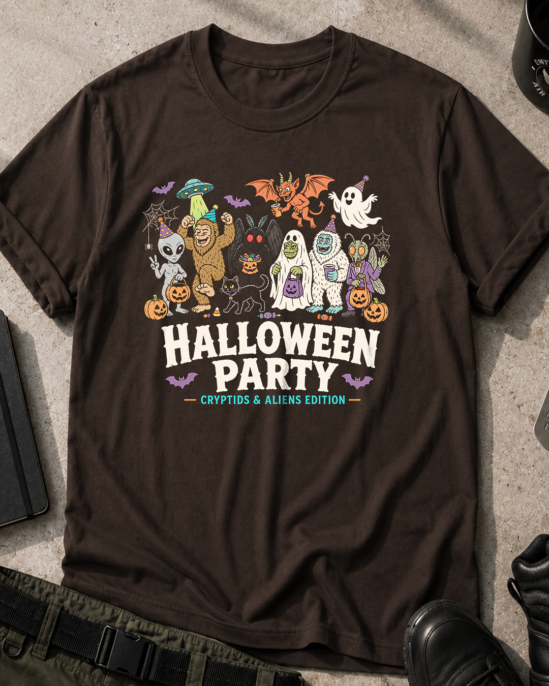 Aliens and Cryptids Halloween Party T-Shirt