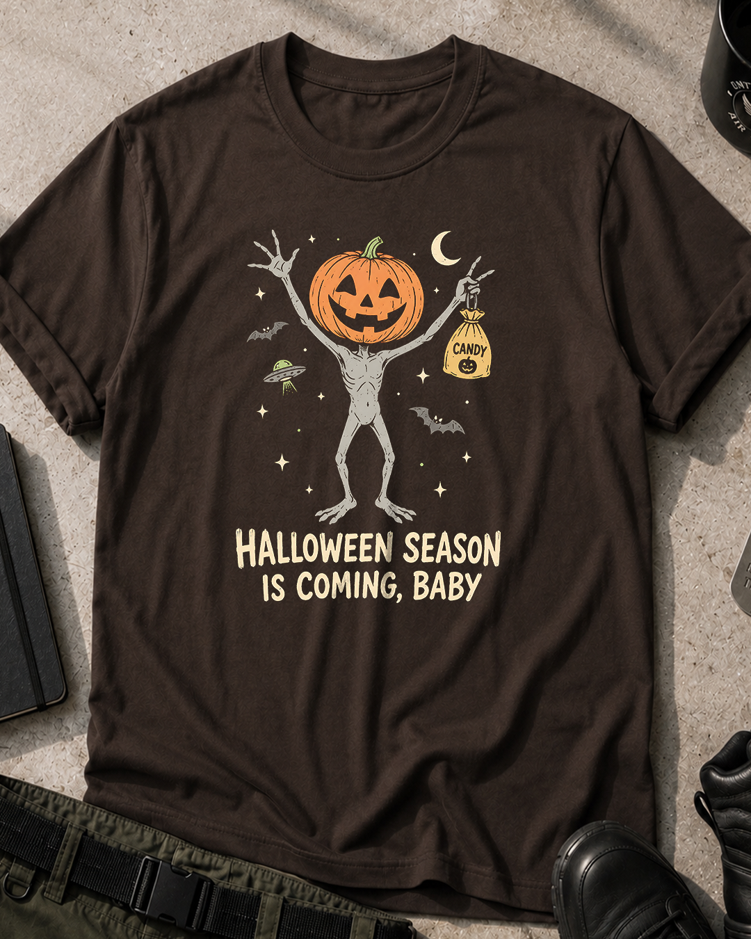 Alien Pumpkin Jack-O'-Lantern Halloween T-Shirt