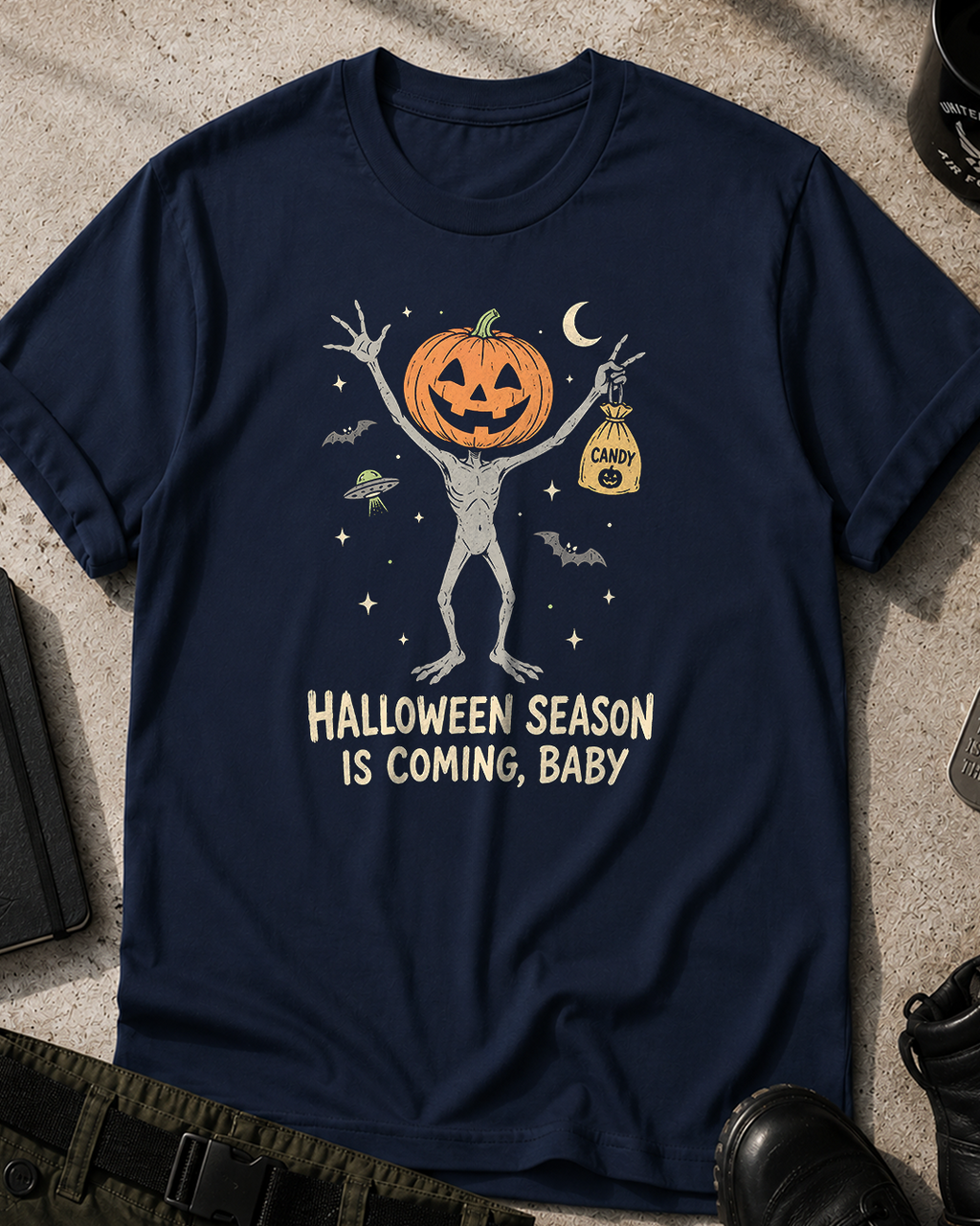 Alien Pumpkin Jack-O'-Lantern Halloween T-Shirt