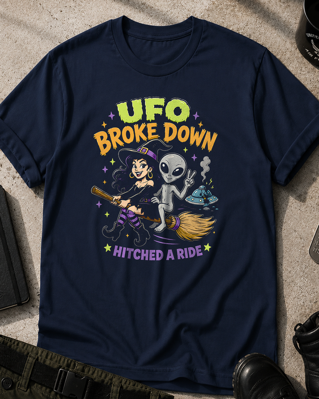 UFO, Witch & Alien Halloween T-Shirt