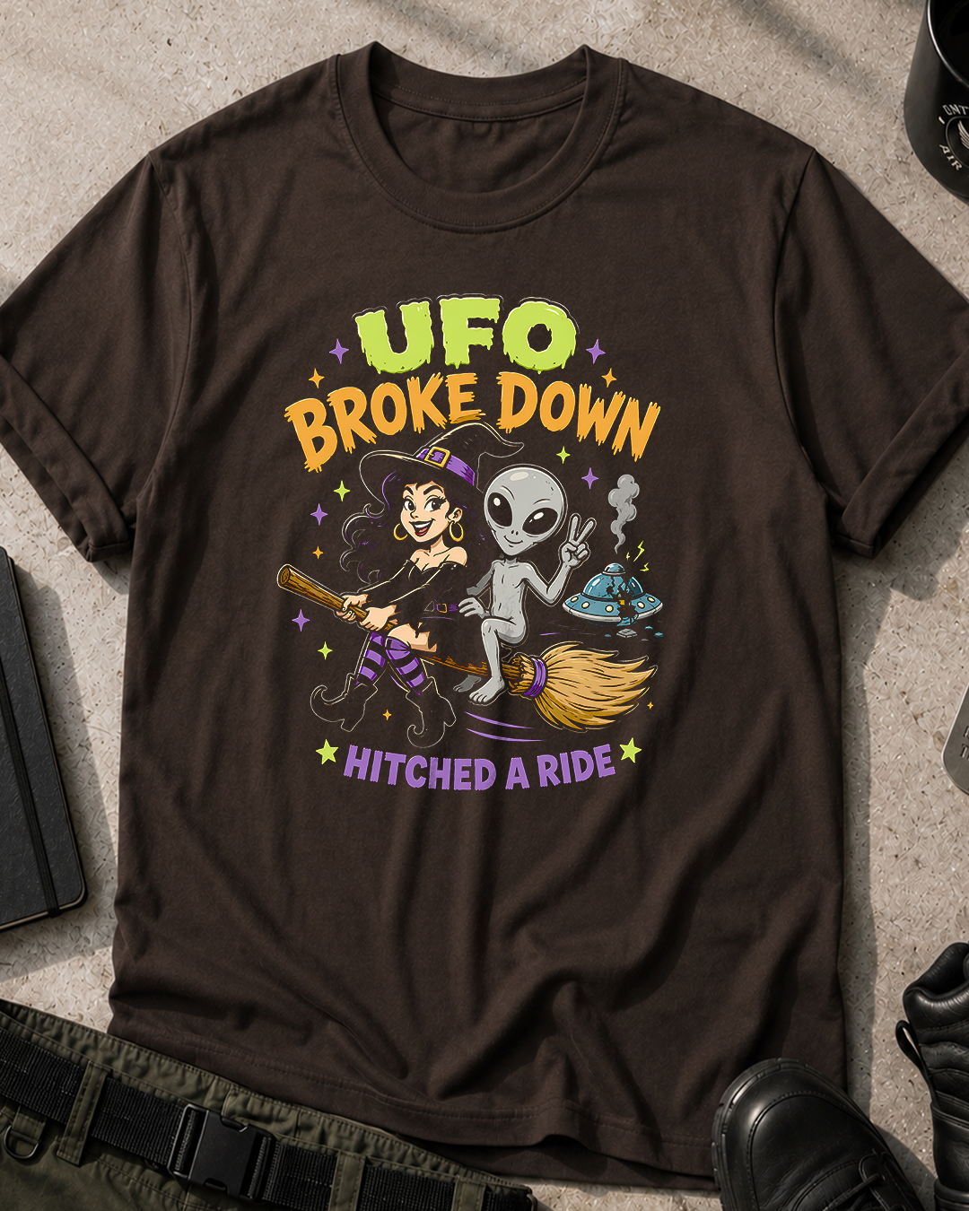 UFO, Witch & Alien Halloween T-Shirt