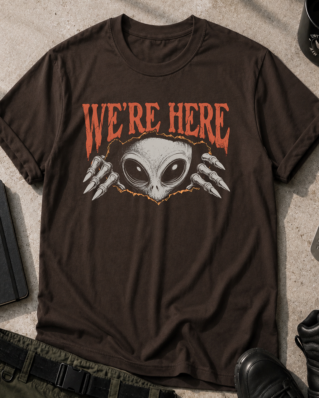 We're Here Alien T-Shirt