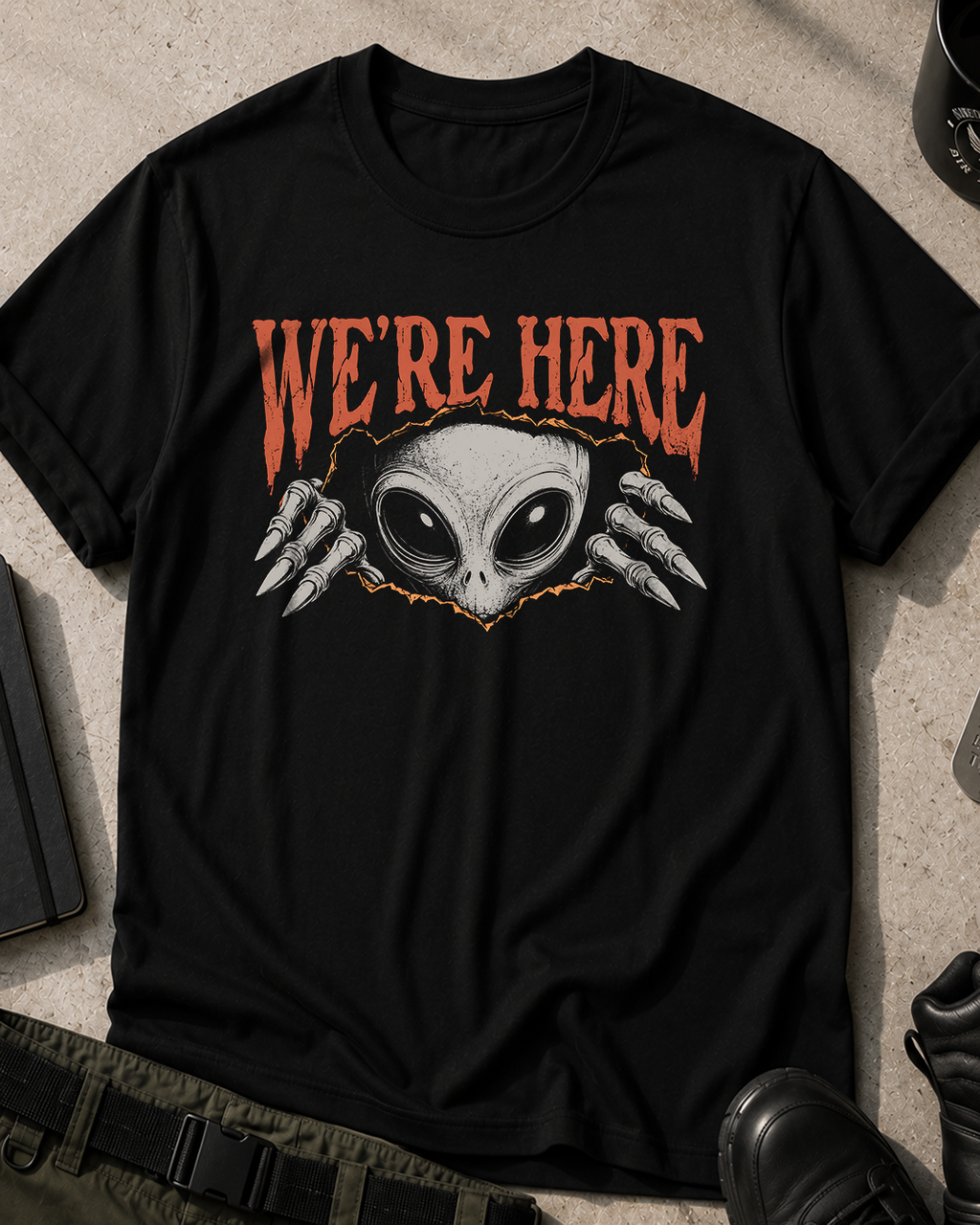 We're Here Alien T-Shirt