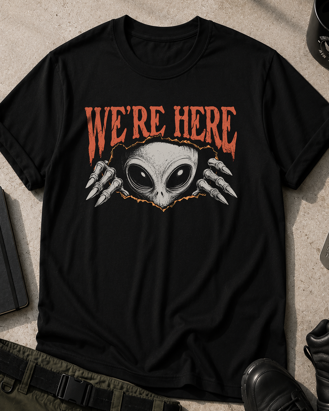 We're Here Alien T-Shirt