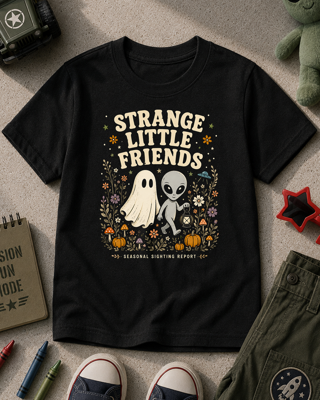 Strange Little Friends Halloween Kids T-Shirt