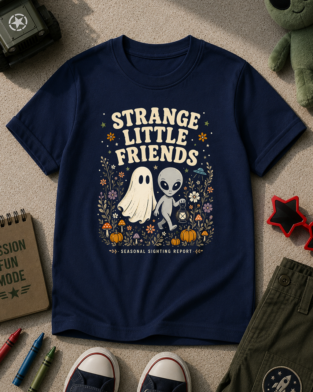 Strange Little Friends Halloween Kids T-Shirt