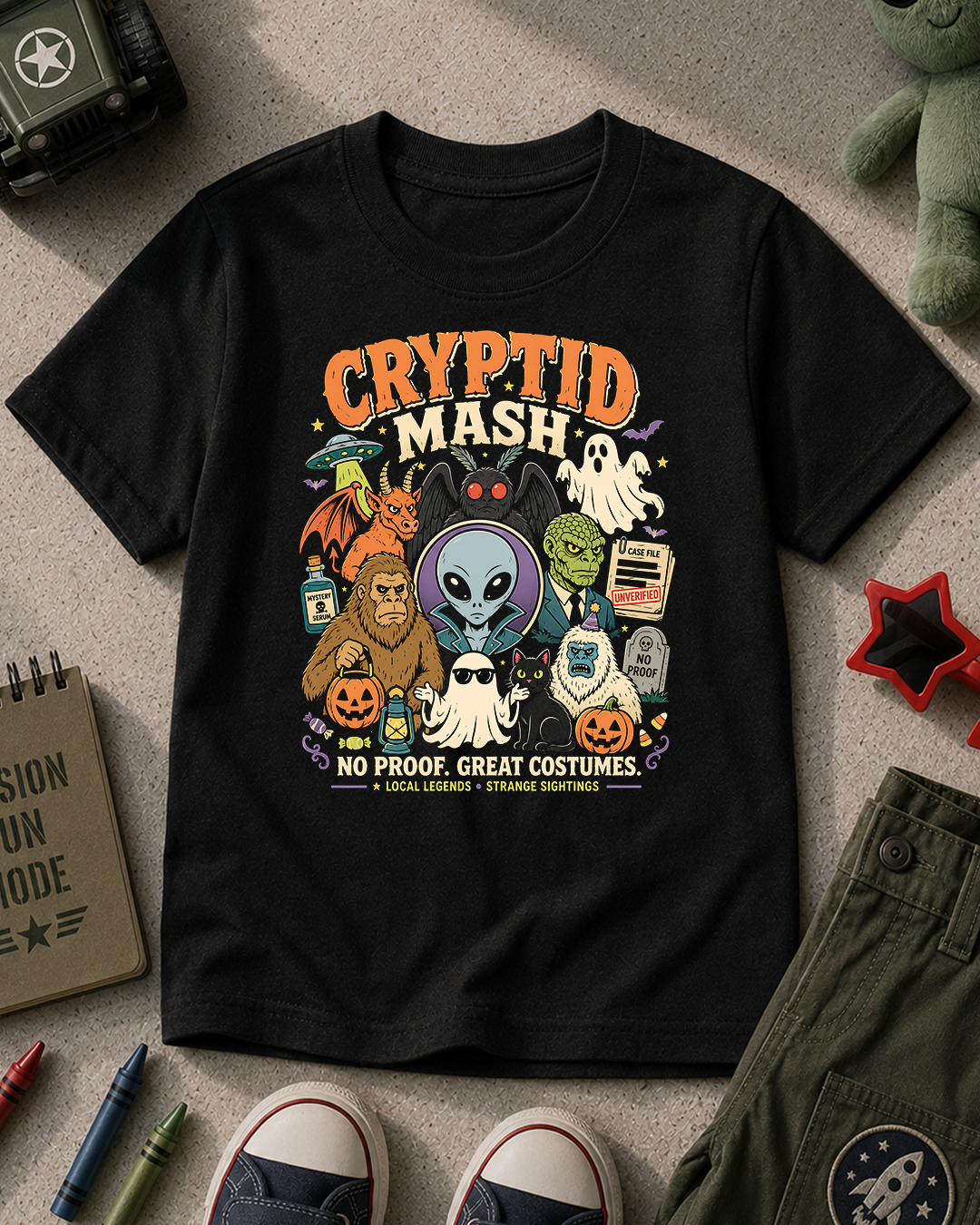 Cryptid Mash Halloween Kids T-Shirt