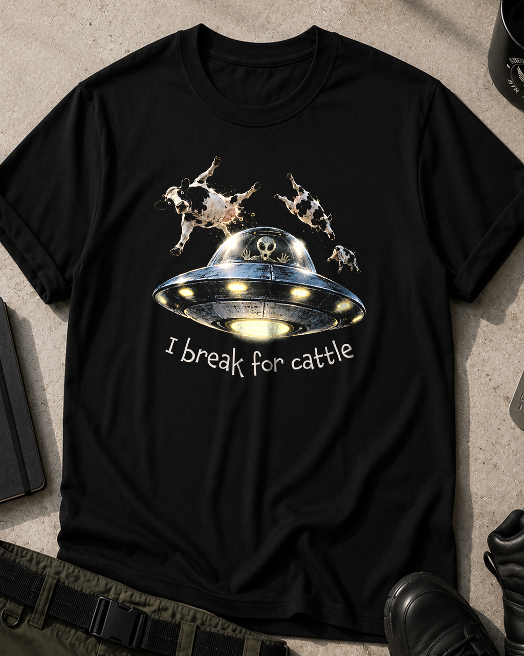 I Break For Cattle UFO T-Shirt
