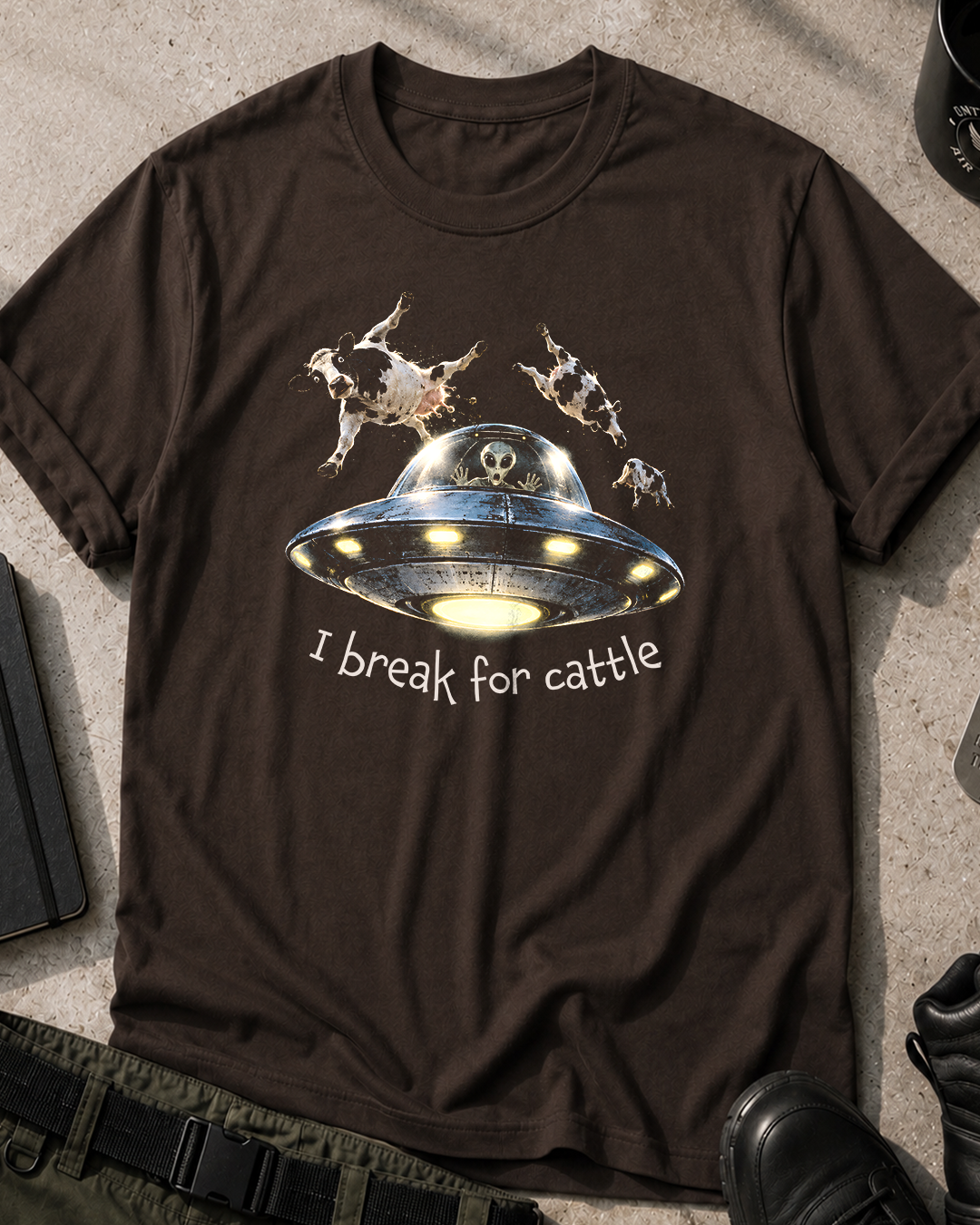 I Break For Cattle UFO T-Shirt