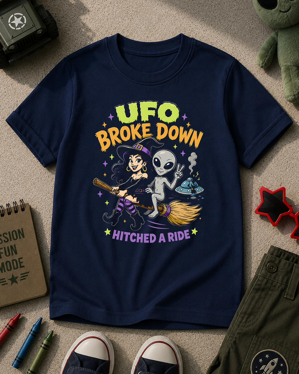 UFO Broke Down Halloween Kids T-Shirt