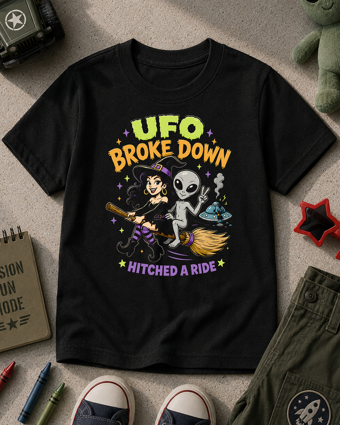 UFO Broke Down Halloween Kids T-Shirt