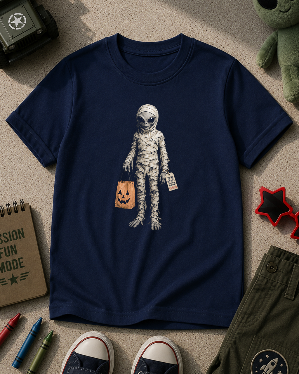 Mummy Alien Halloween Kids T-Shirt