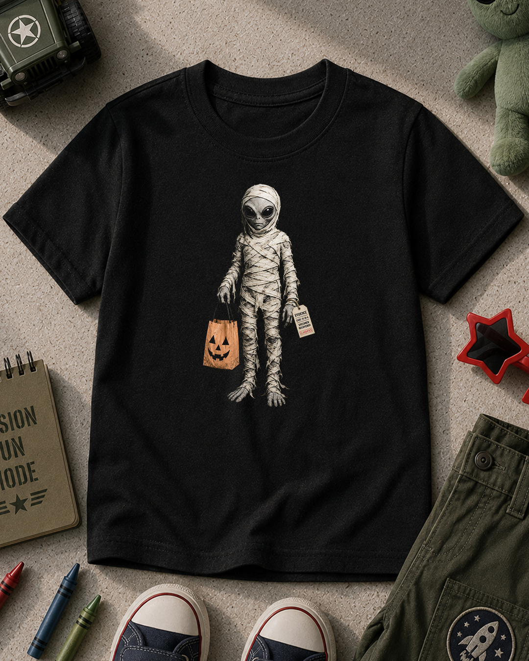 Mummy Alien Halloween Kids T-Shirt