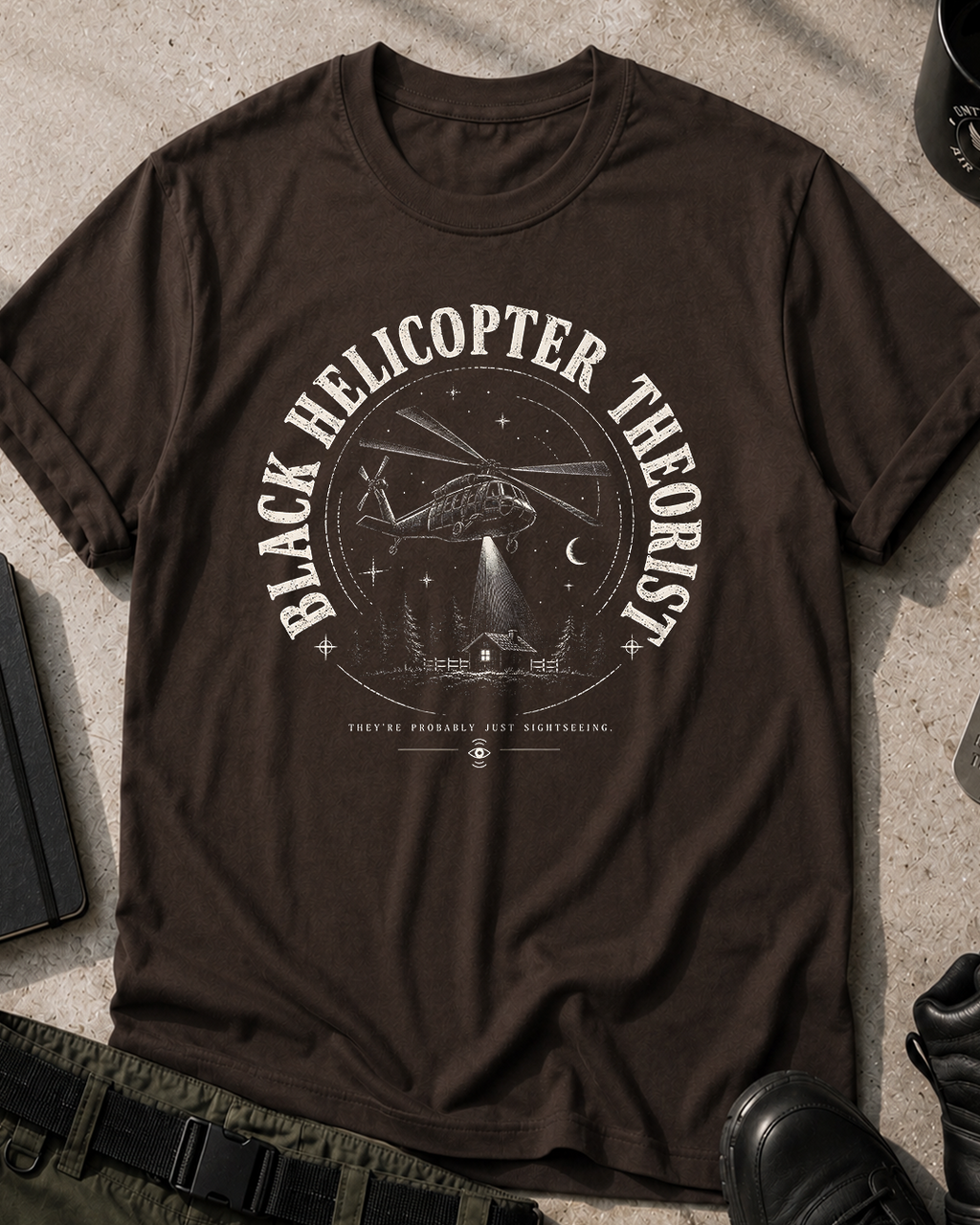 Black Helicopter Theorist T-Shirt