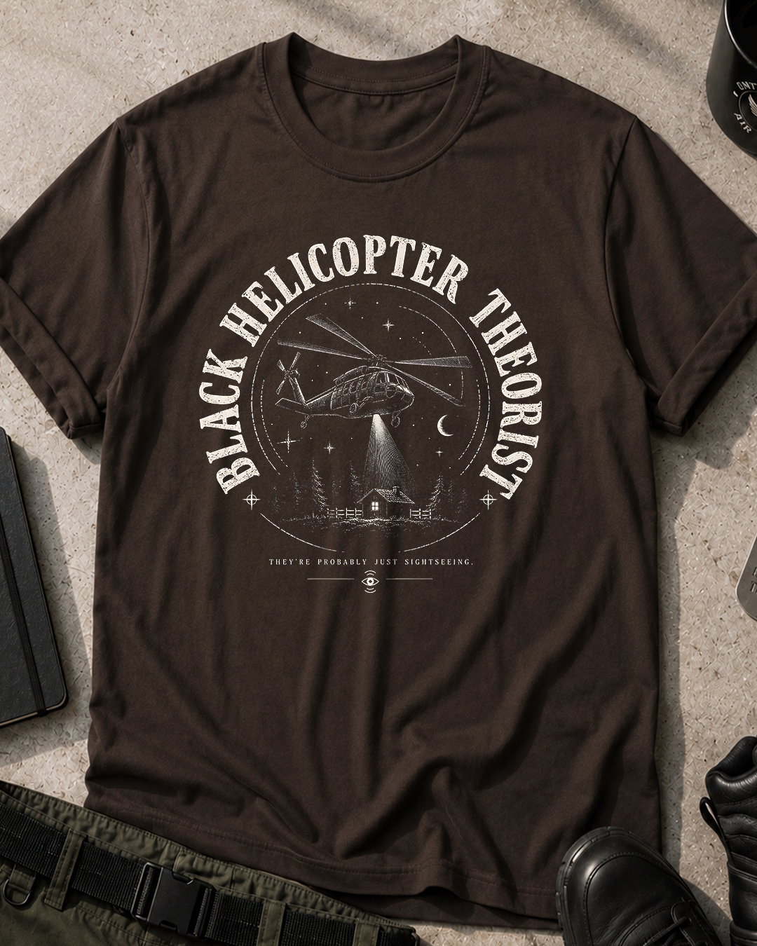 Black Helicopter Theorist T-Shirt