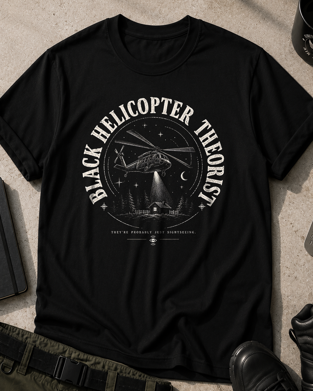 Black Helicopter Theorist T-Shirt