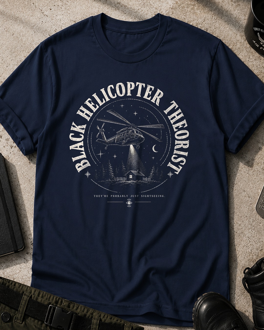 Black Helicopter Theorist T-Shirt
