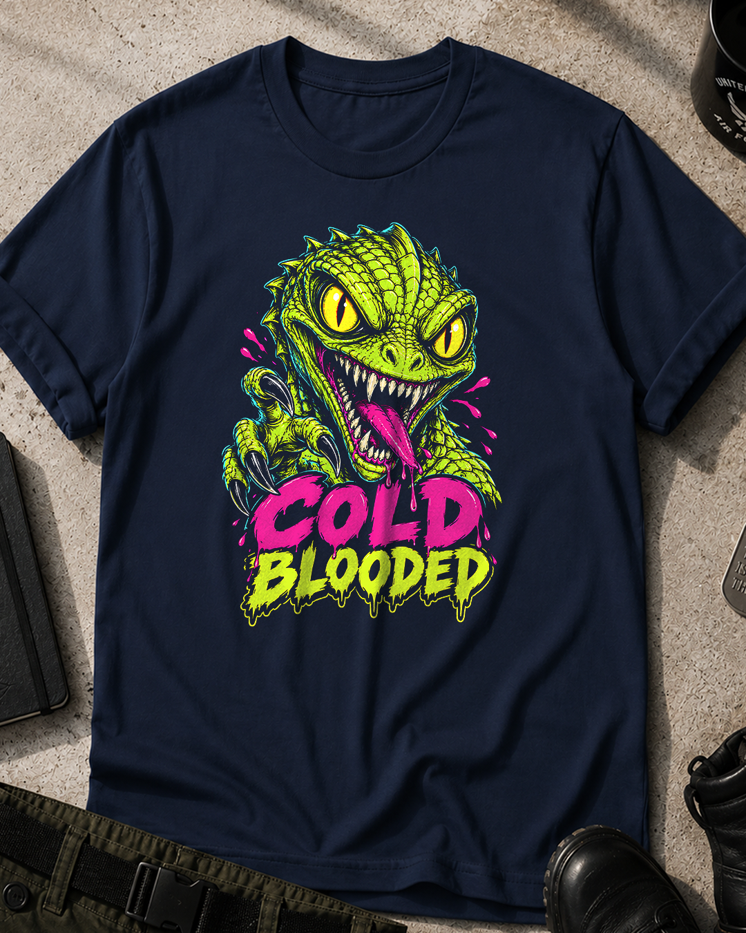 Reptilian Neon Horror Comic T-Shirt