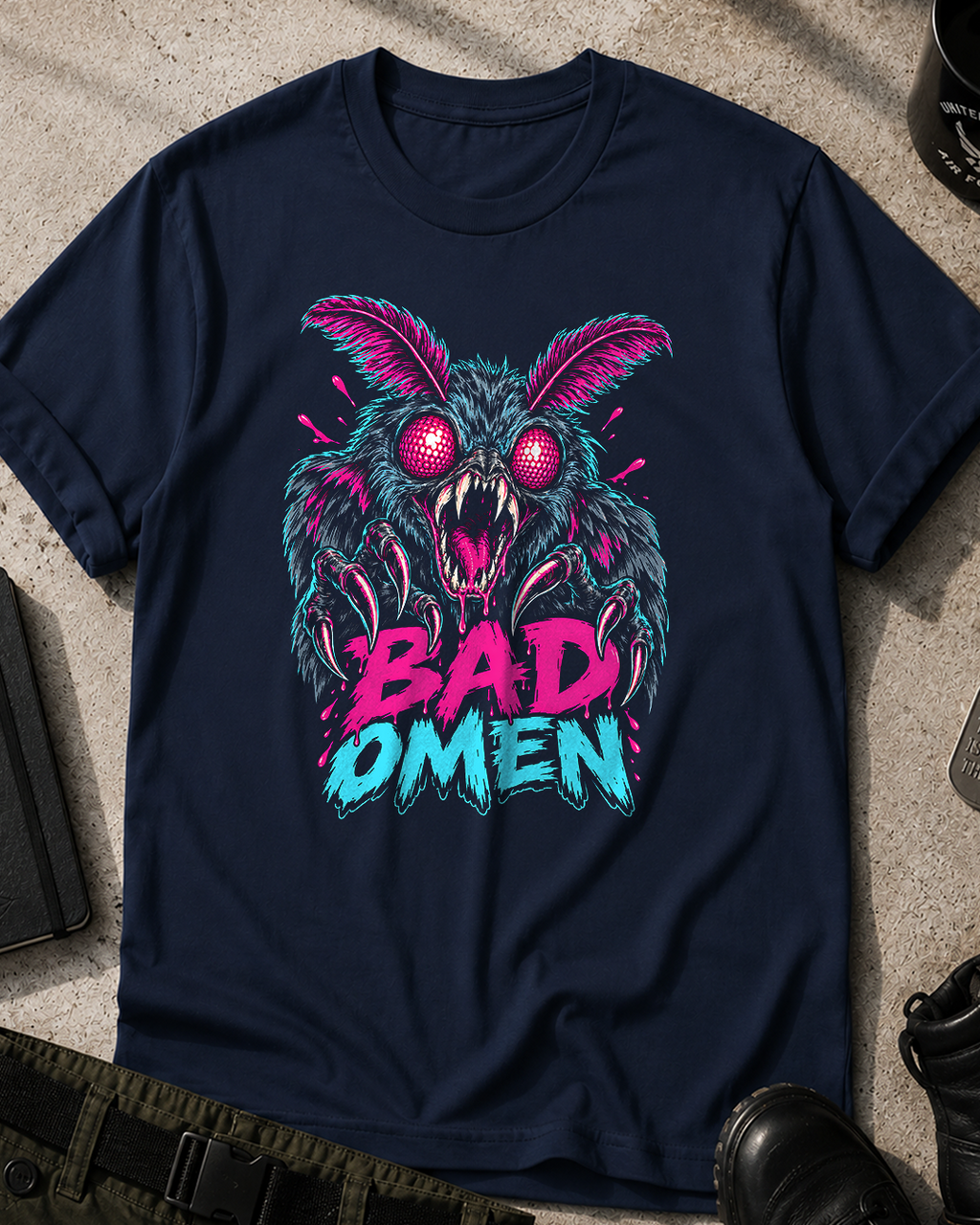 Mothman Neon Horror Comic T-Shirt