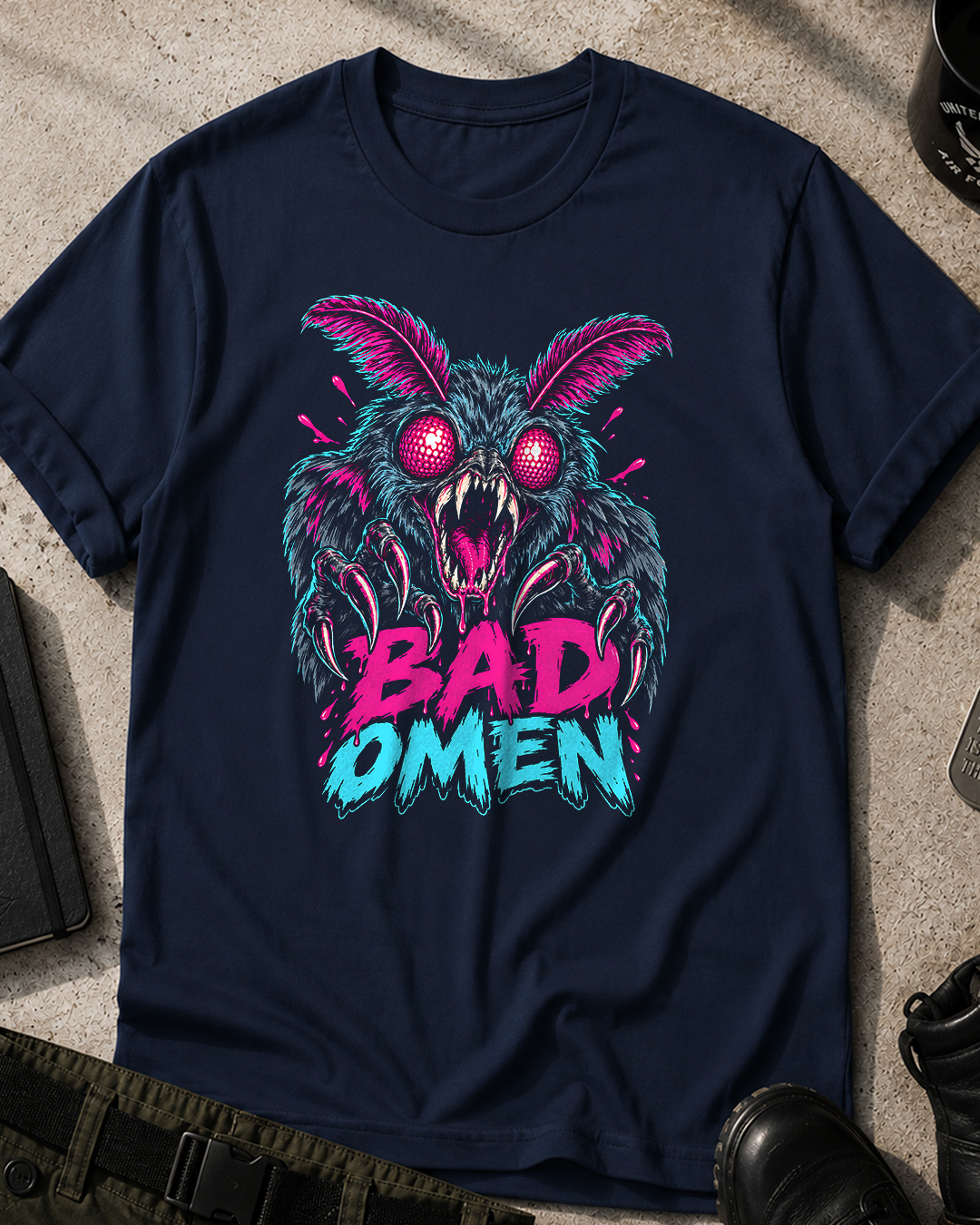 Mothman Neon Horror Comic T-Shirt