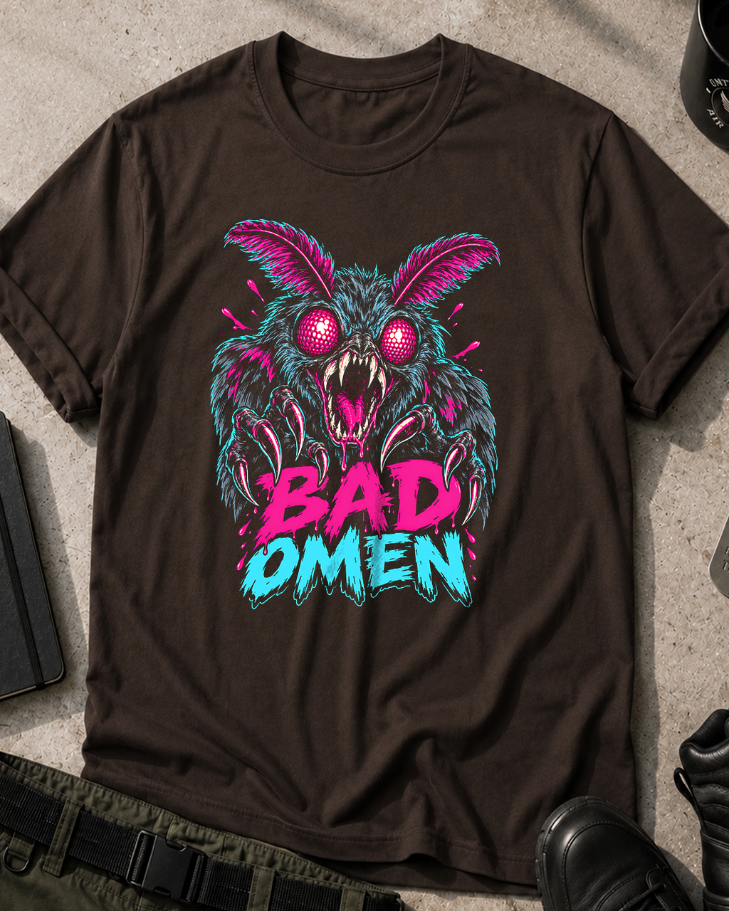 Mothman Neon Horror Comic T-Shirt