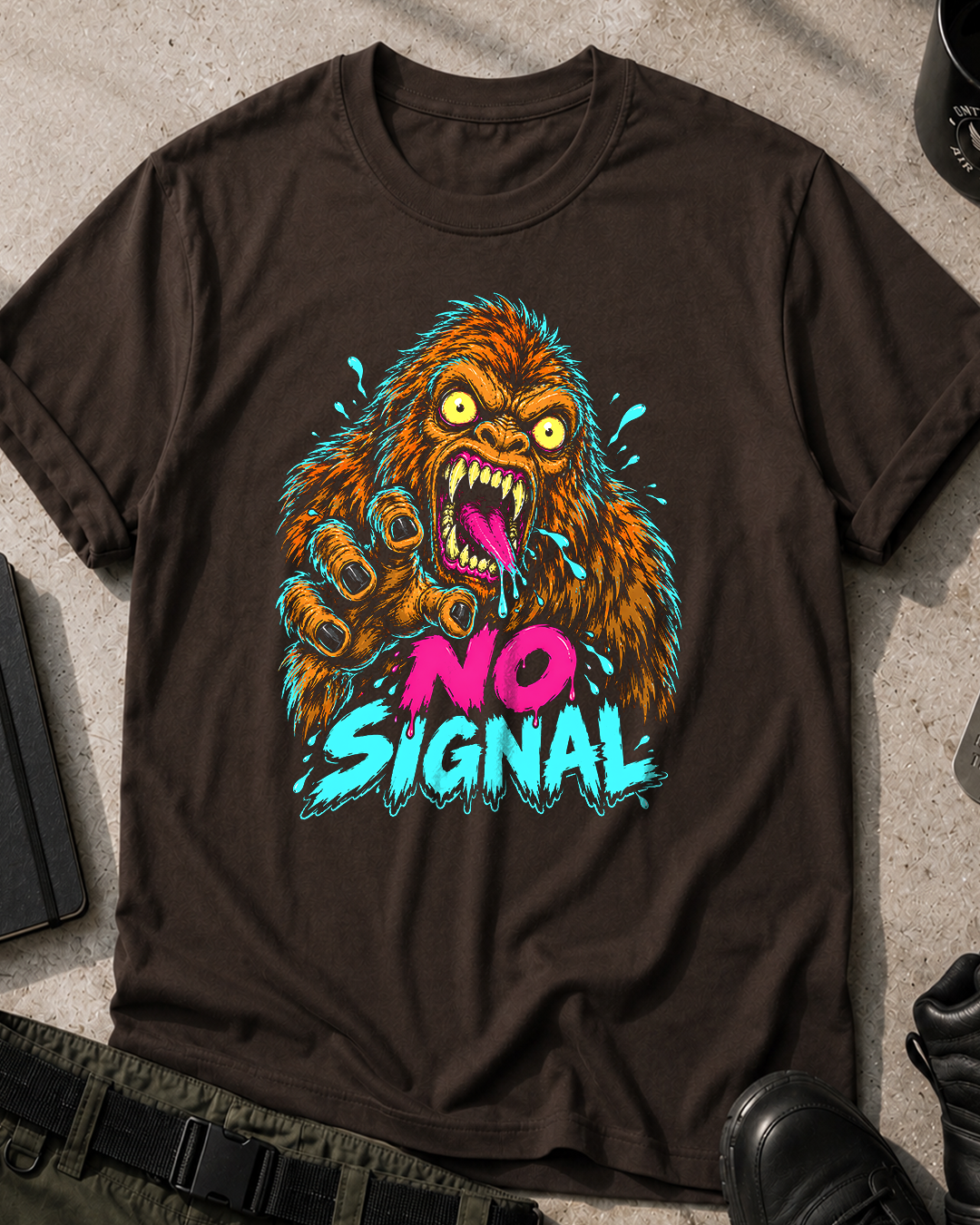 Bigfoot Neon Horror Comic T-Shirt