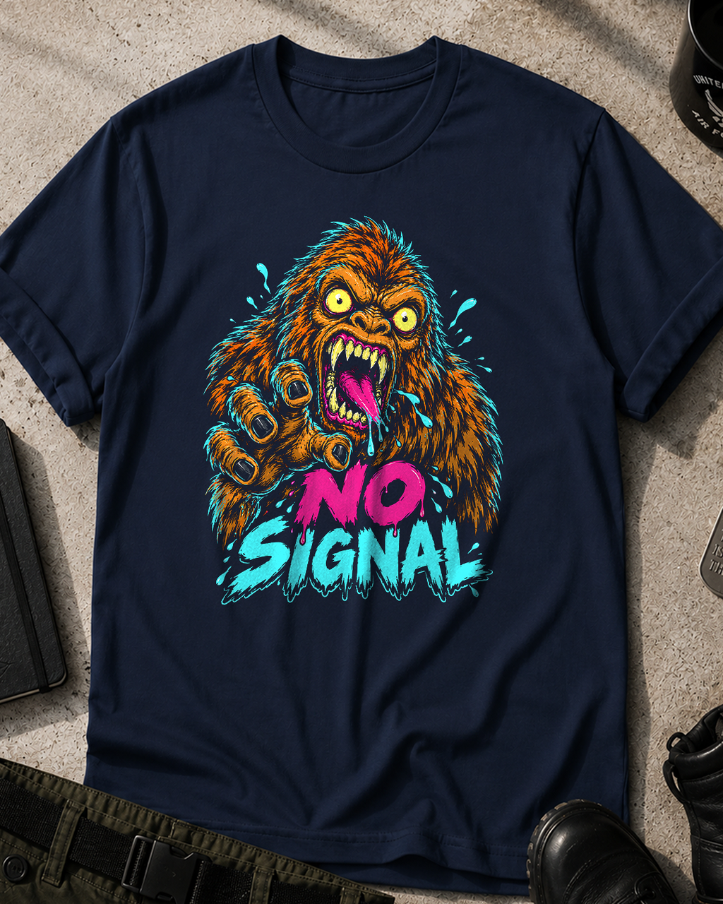 Bigfoot Neon Horror Comic T-Shirt