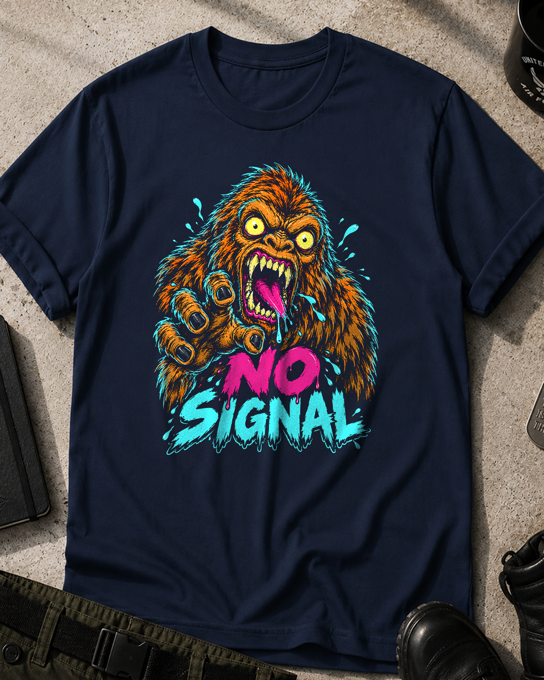 Bigfoot Neon Horror Comic T-Shirt