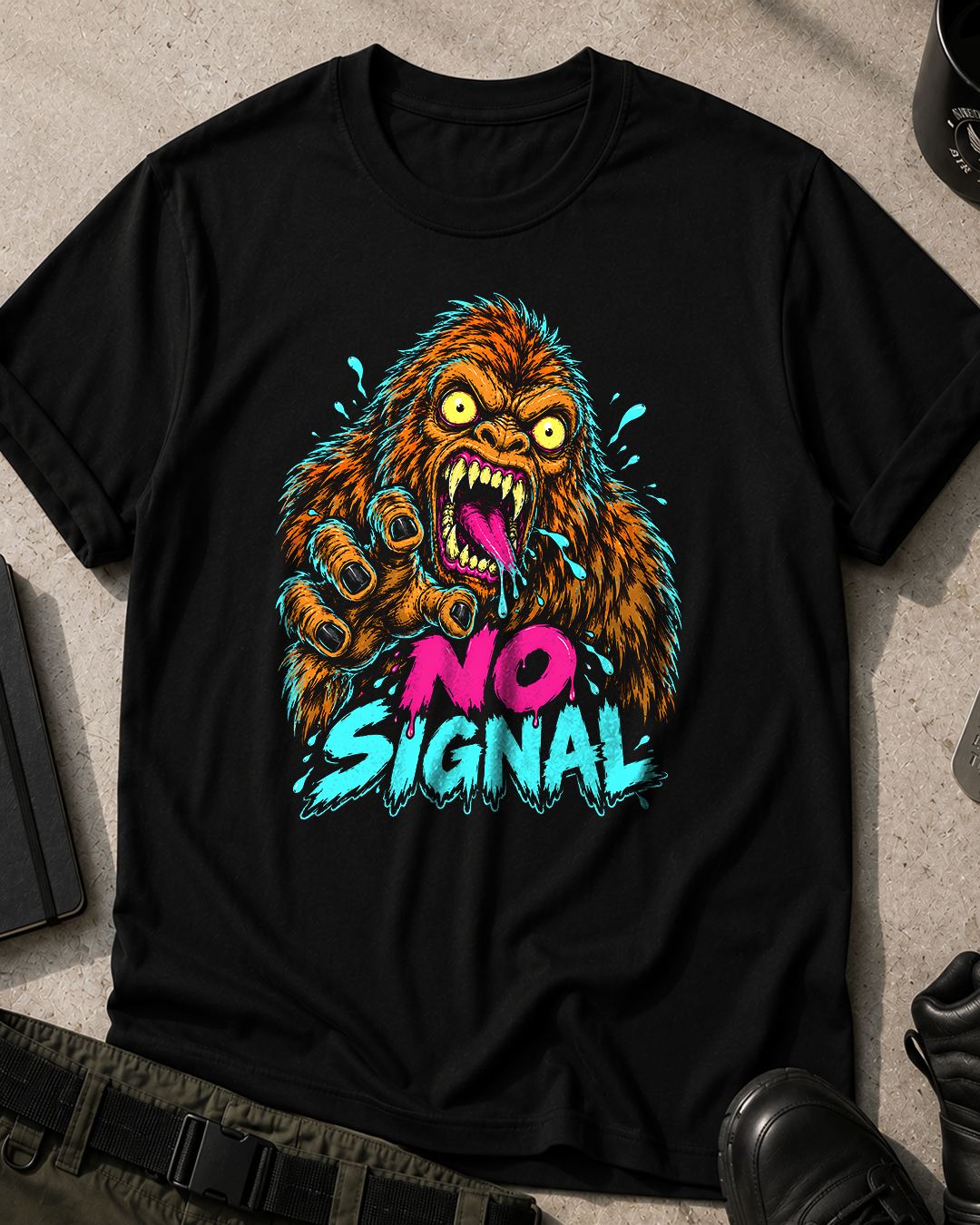 Bigfoot Neon Horror Comic T-Shirt