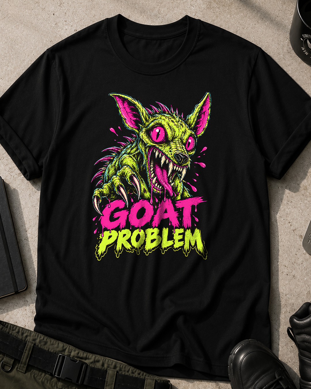 Chupacabra Neon Horror Comic T-Shirt