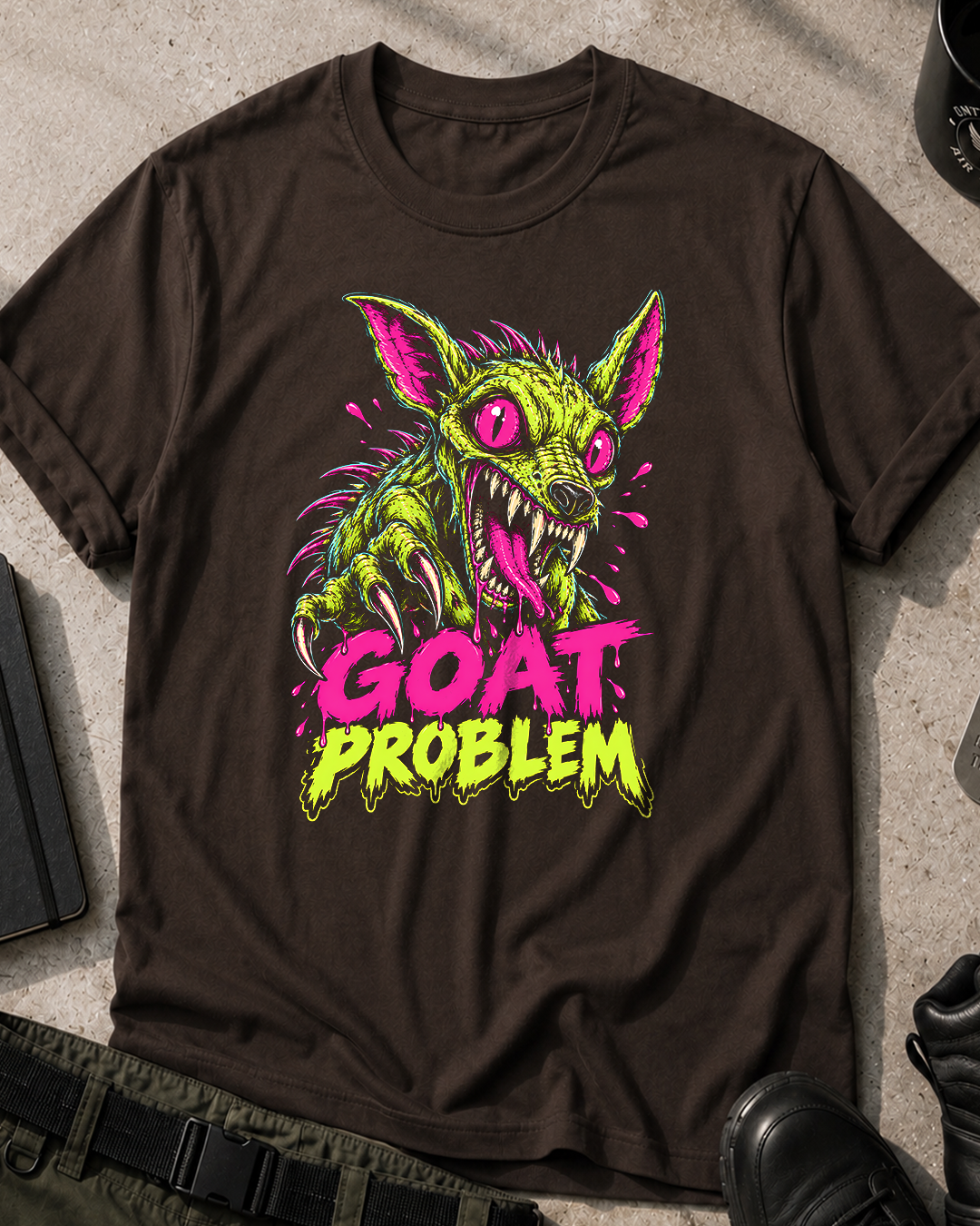 Chupacabra Neon Horror Comic T-Shirt
