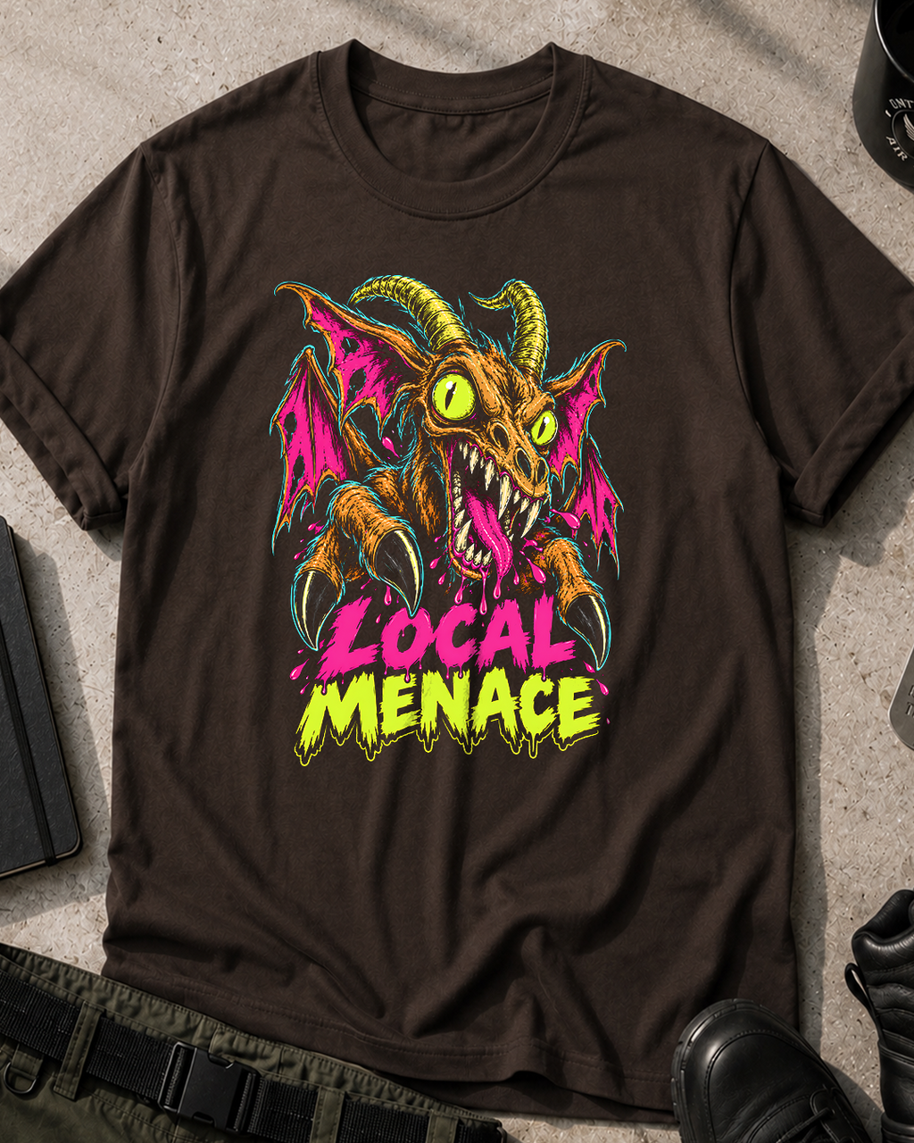 Jersey Devil Neon Horror Comic T-Shirt