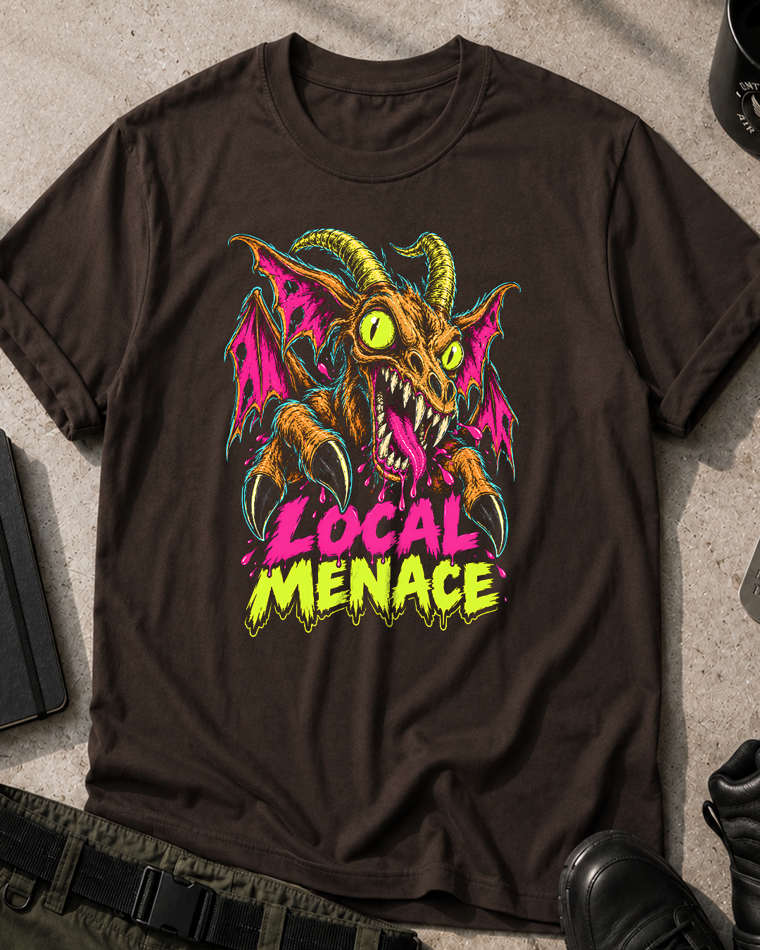 Jersey Devil Neon Horror Comic T-Shirt
