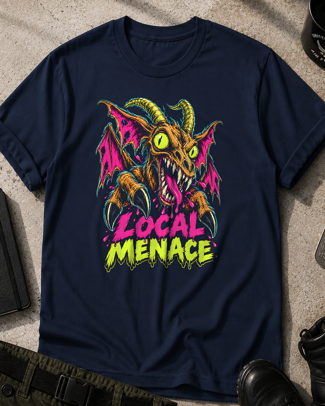 Jersey Devil Neon Horror Comic T-Shirt
