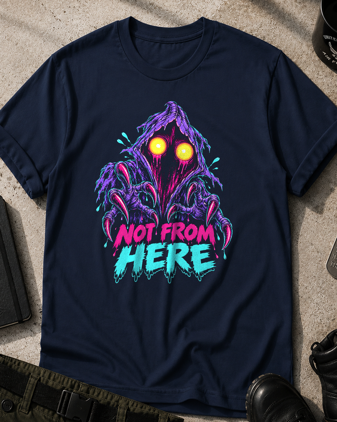 Flatwoods Monster Neon Horror Comic T-Shirt