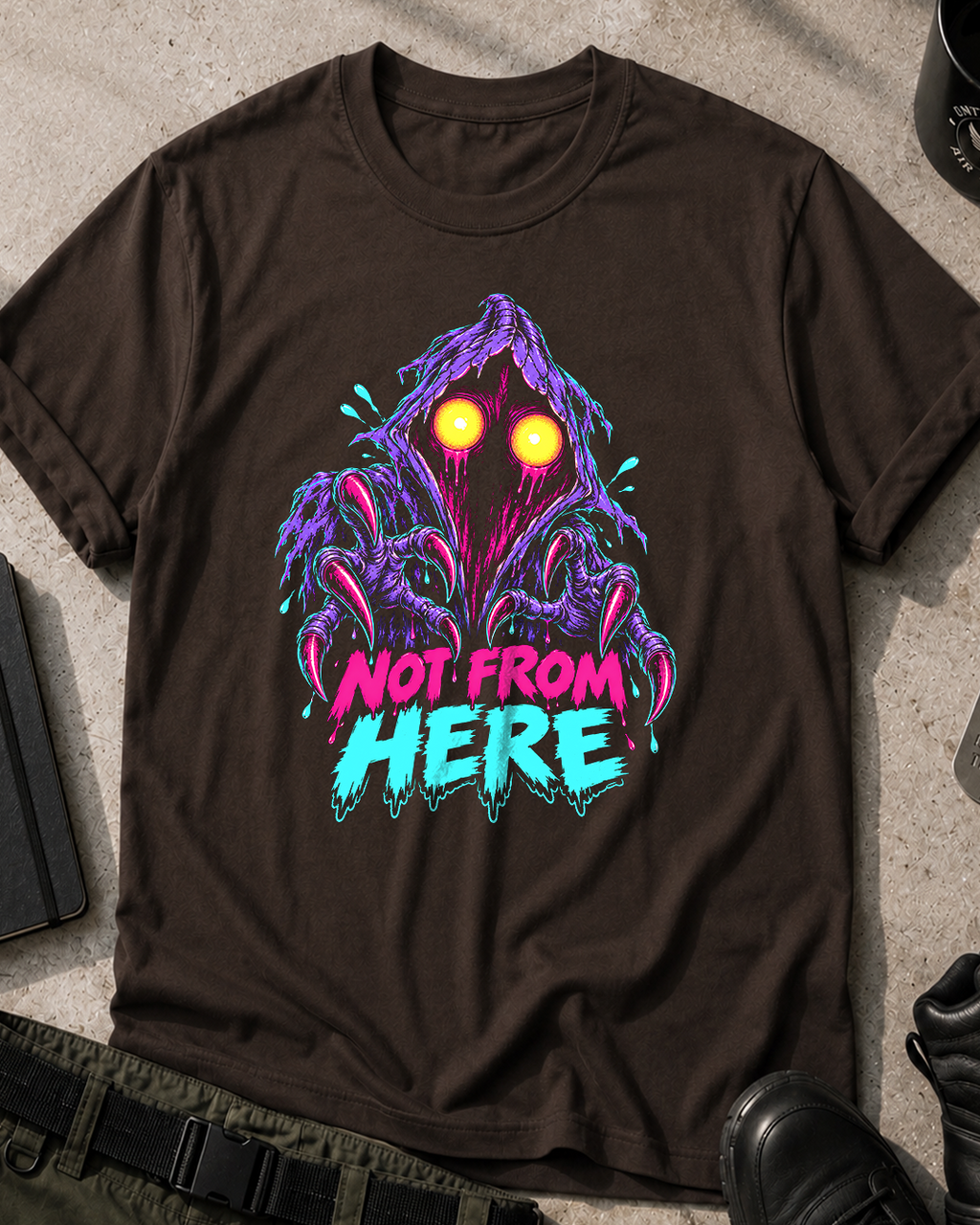 Flatwoods Monster Neon Horror Comic T-Shirt