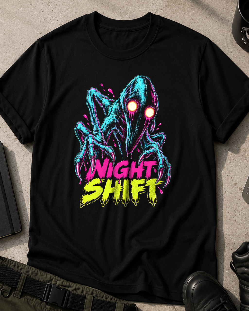 Fresno Nightcrawler Neon Horror Comic T-Shirt