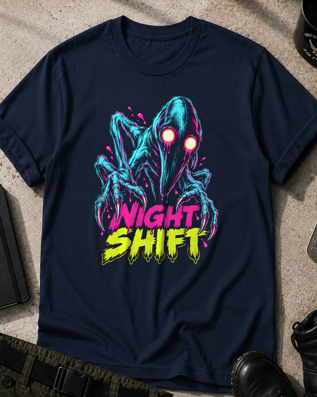 Fresno Nightcrawler Neon Horror Comic T-Shirt