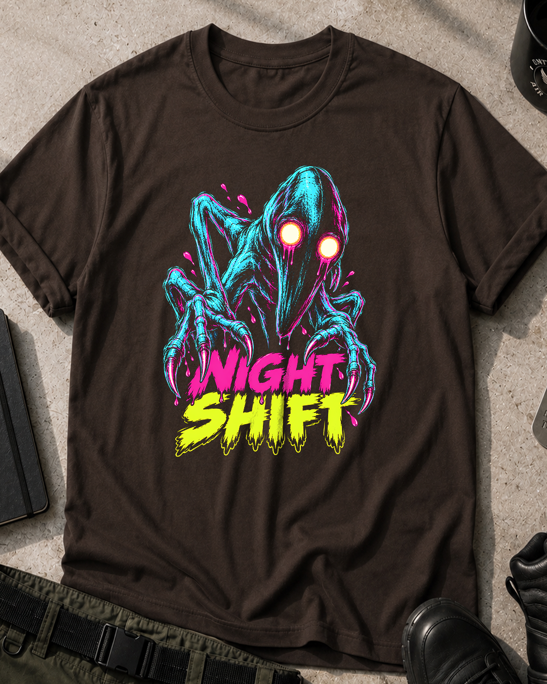 Fresno Nightcrawler Neon Horror Comic T-Shirt