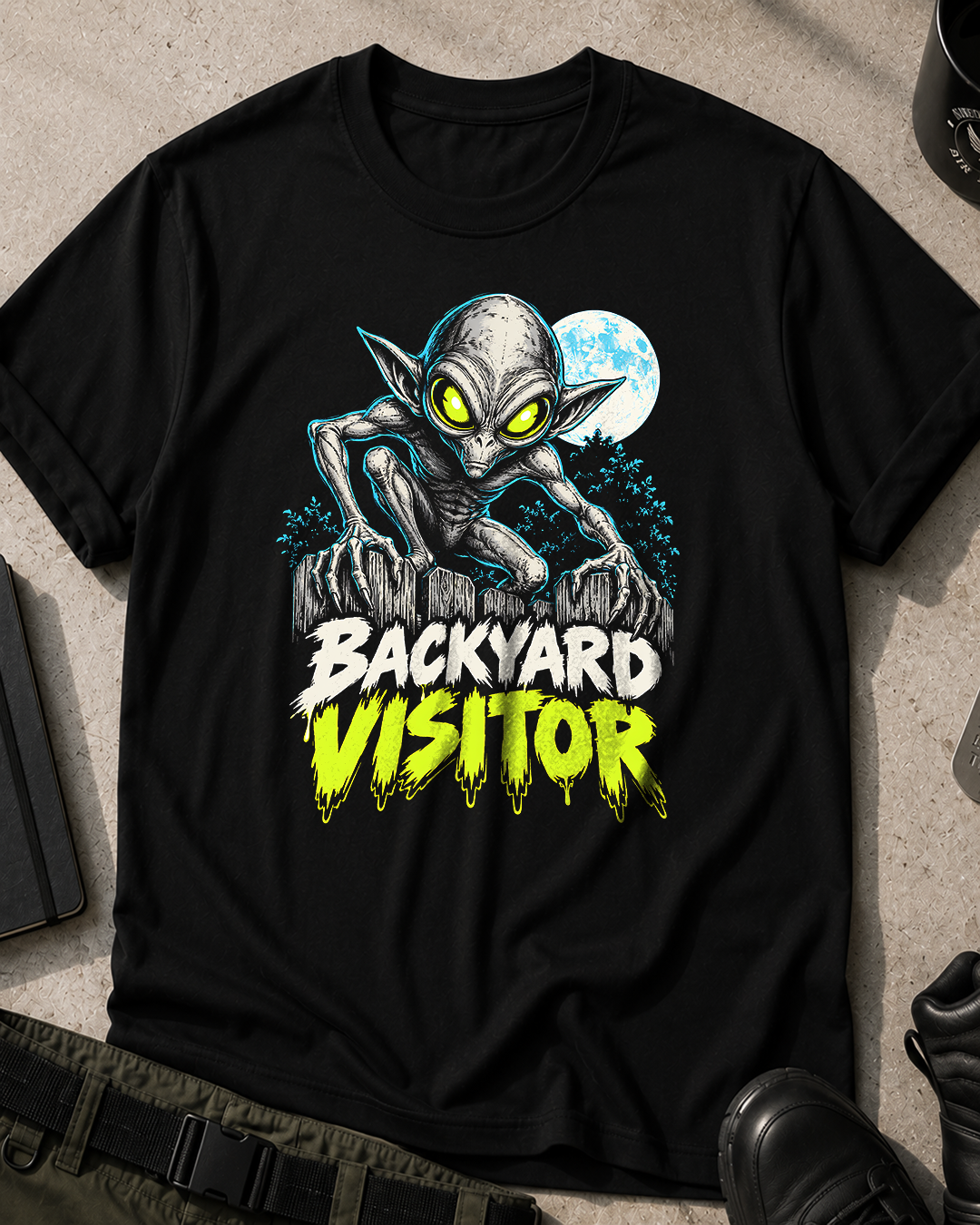 Hopkinsville Goblin Neon Horror Comic T-Shirt