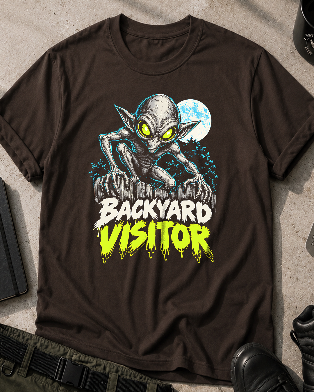 Hopkinsville Goblin Neon Horror Comic T-Shirt