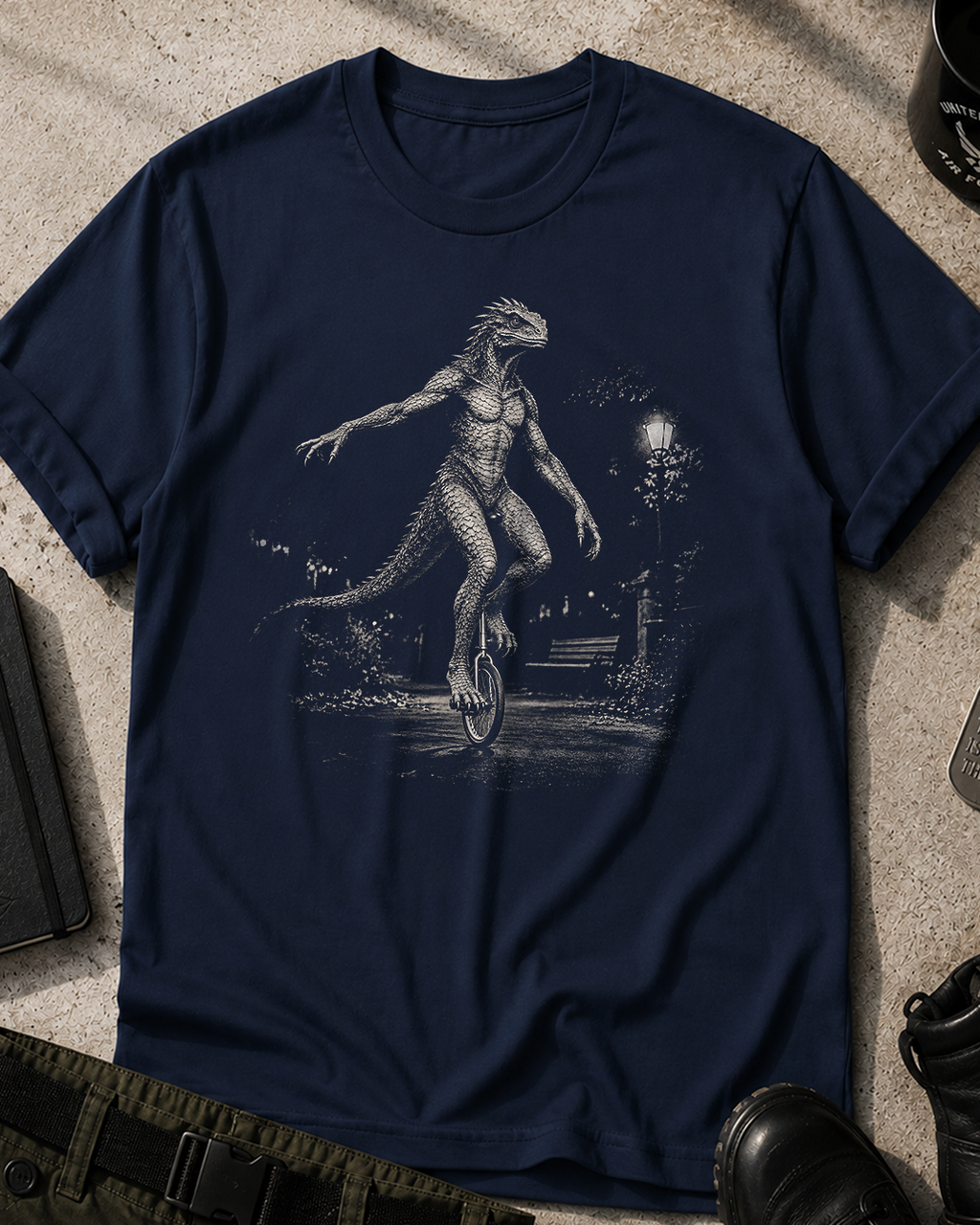 Reptilian on Unicycle Graphic T-Shirt