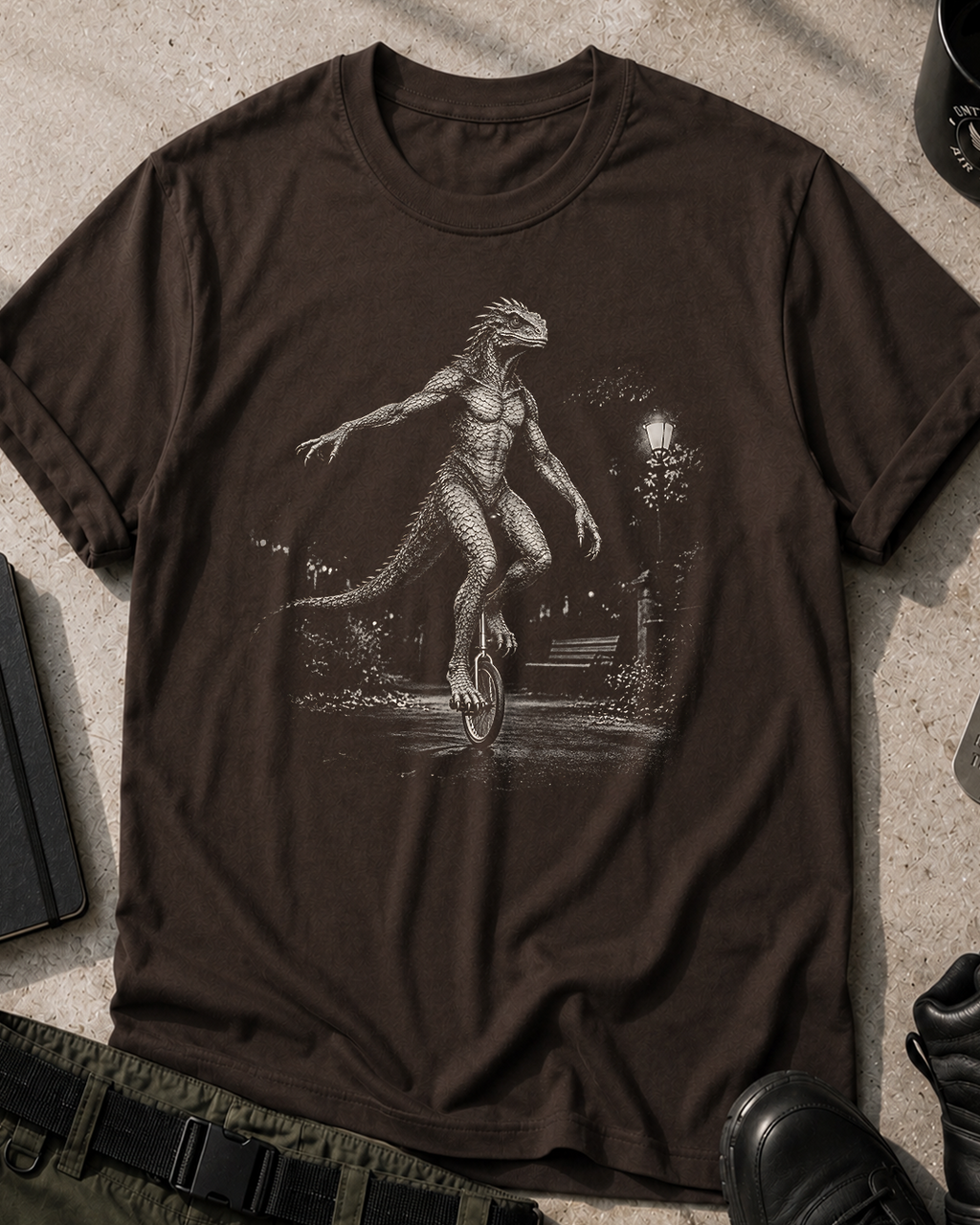 Reptilian on Unicycle Graphic T-Shirt