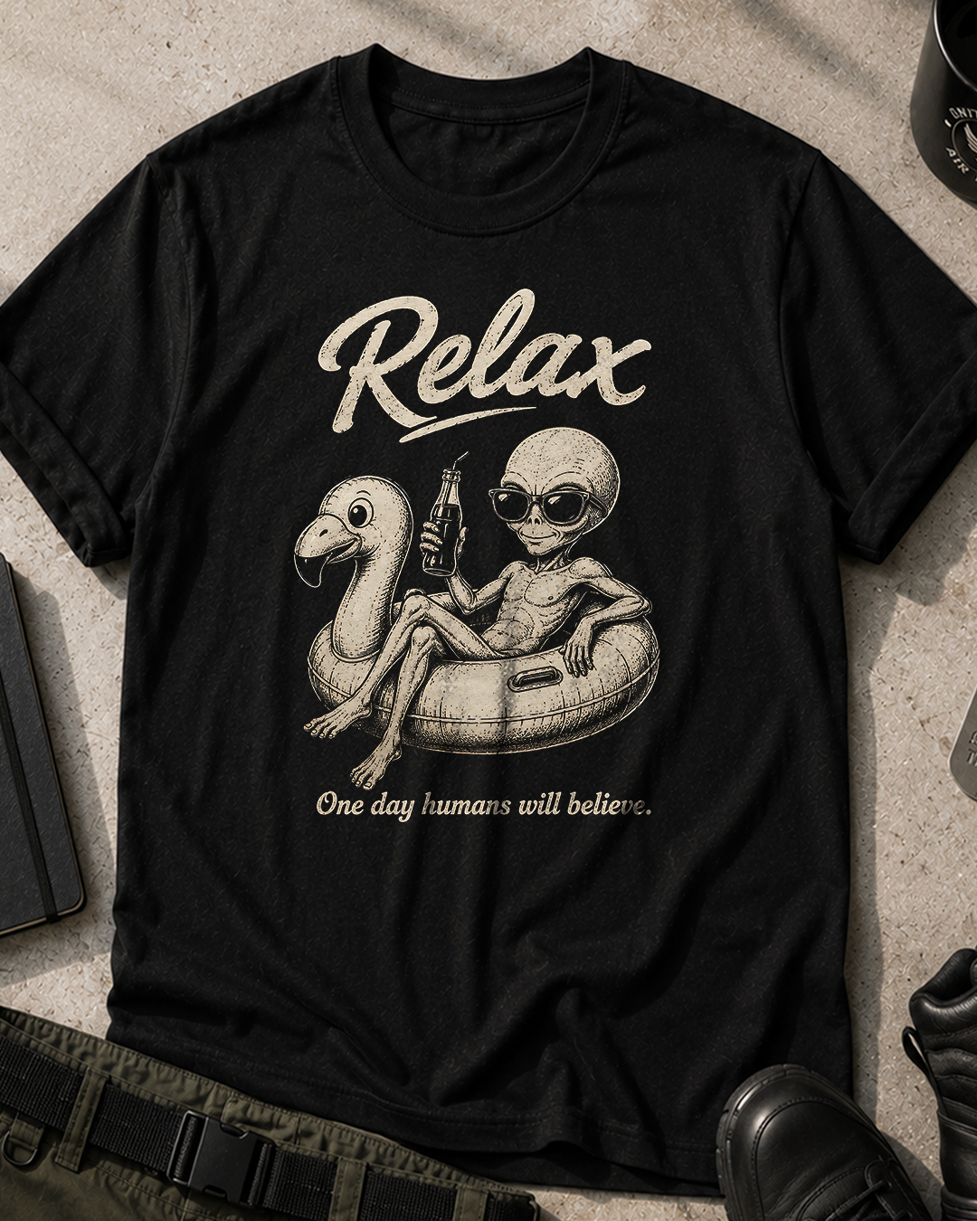 Relax Vintage Retro Alien Graphic T-Shirt