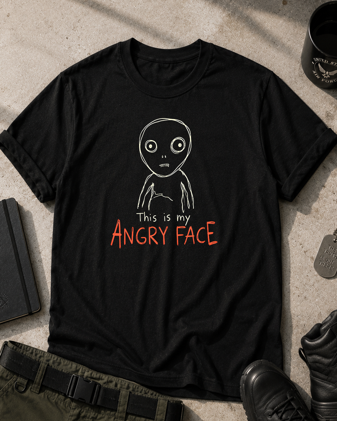 Alien Angry Face T-Shirt Printify