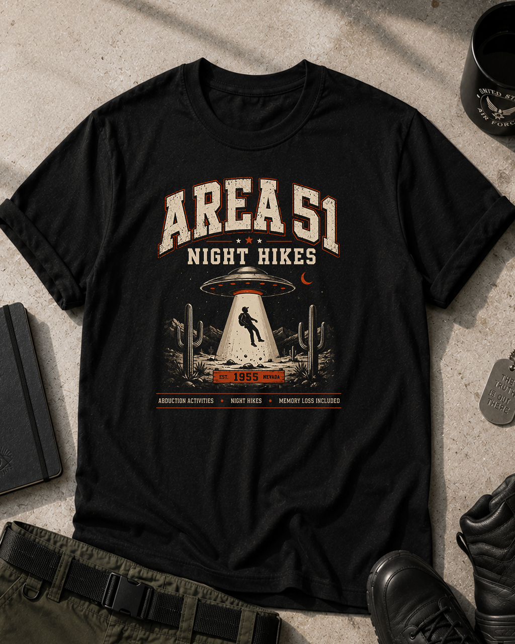 Area 51 Night Hikes T-Shirt Printify