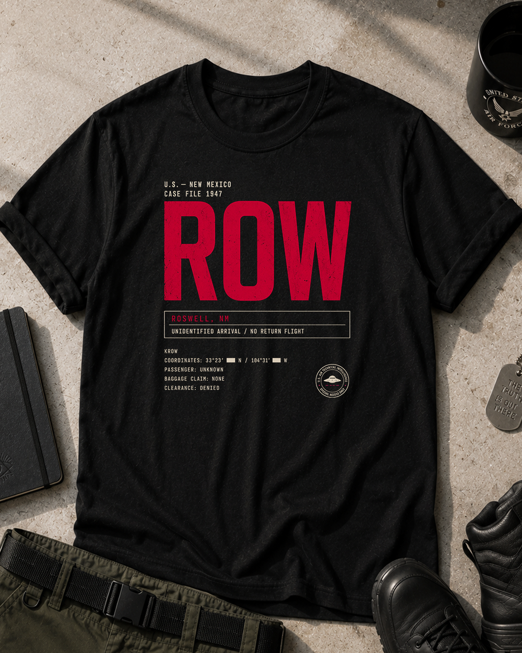 Roswell Arrival Tag T-Shirt Printify