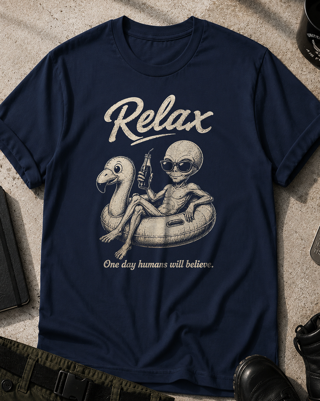 Relax Vintage Retro Alien Graphic T-Shirt
