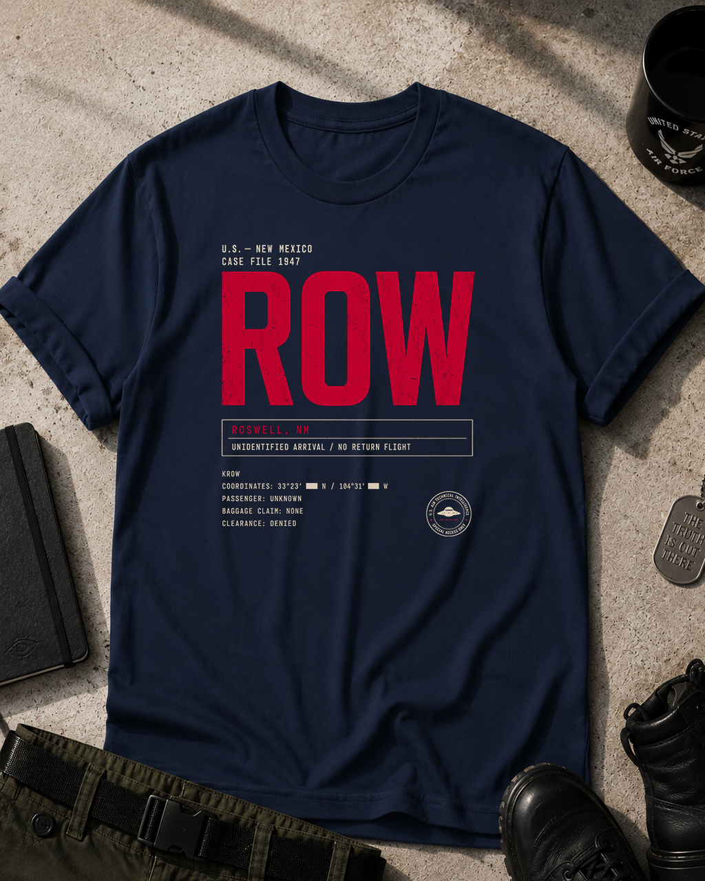 Roswell Arrival Tag T-Shirt Printify