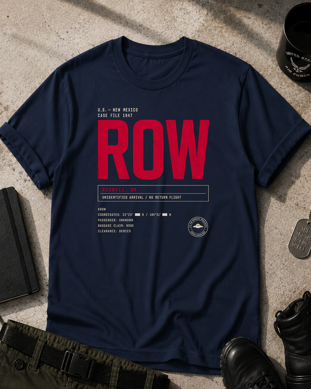 Roswell Arrival Tag T-Shirt Printify